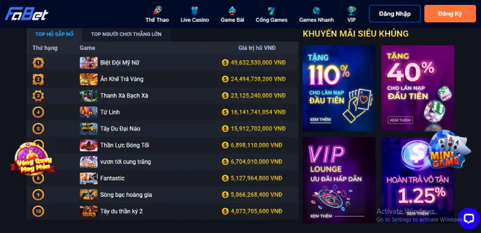Các phương thức nạp tiền tại 98bet